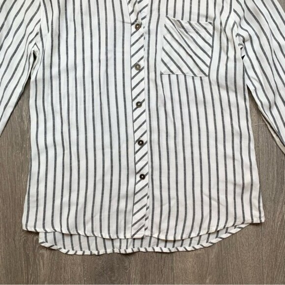 Anthropologie Ash and Ember Boyfriend Button Down Shirt Striped Long Sleeve XS - Picture 6 of 16